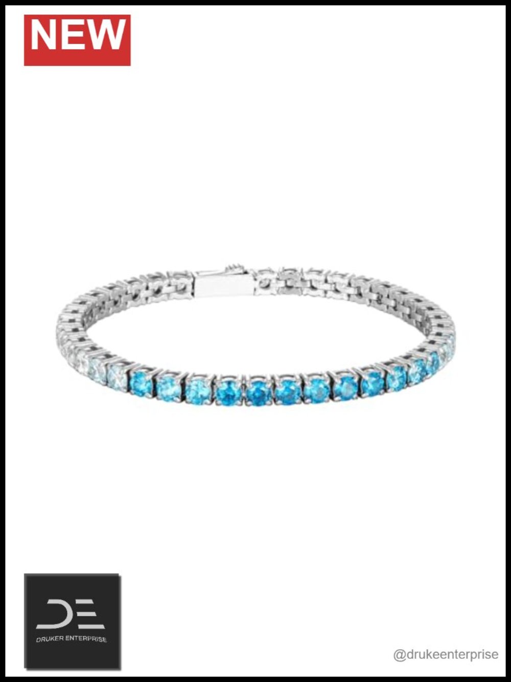 Stainless Steel Tennis Bracelet Graduated Cubic Zirconia Chain 4mm Sparkling